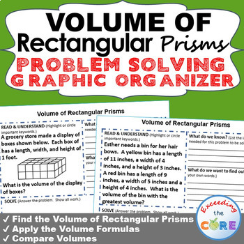 Preview of VOLUME OF RECTANGULAR PRISMS Word Problems with Graphic Organizers