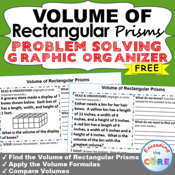 Preview of Free VOLUME OF RECTANGULAR PRISMS Word Problems with Graphic Organizers