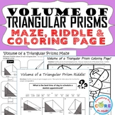 VOLUME OF TRIANGULAR PRISMS Maze, Riddle, Color by Number|