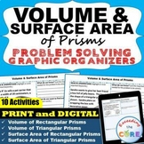 VOLUME & SURFACE AREA of PRISMS Word Problems Graphic Orga