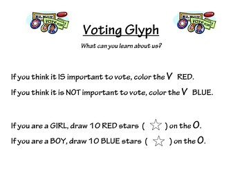 Preview of VOTE Glyph Key for coloring the word VOTE