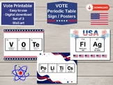 VOTE, POLITICS, FLAG Periodic Table of Elements Posters, S