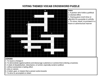 Preview of VOTING THEMED CROSSWORD PUZZLE