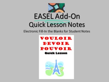 Preview of VOULOIR, POUVOIR, DEVOIR Verbs in EASEL French Quick Lesson Notes