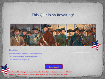 Preview of American Revolution Quiz  geared to VS.5 study Guide