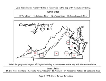 VS.2 a-c Virginia Studies~Regions, Bordering States, & Rivers | TpT