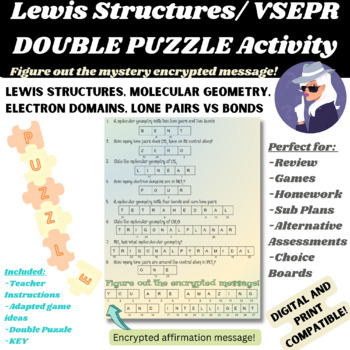 Preview of VSEPR Double Puzzle Activity: Solve a Mystery Message | Geometry/Lewis Structure