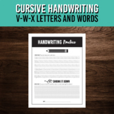 VWX Cursive Lettering Practice | Handwriting Practice Acti