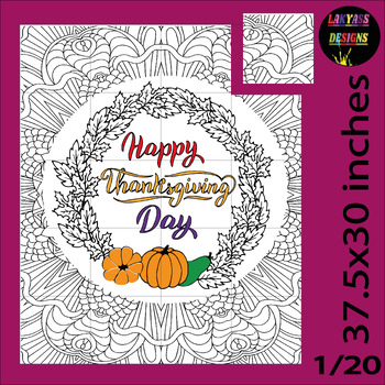 Preview of VX-Happy Thanksgiving Pumpkin Collaborative Poster Coloring Pages Bulletin