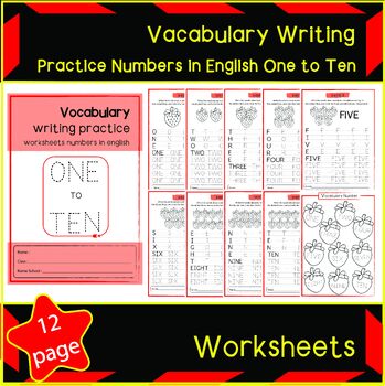 Preview of Vacabulary Writing Practice Numbers in English One to Ten / 1st Grade/homeschool