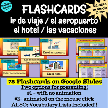 Preview of Vacaciones - Aeropuerto - Hotel - De Viaje - Travel Flashcards on Google Slides