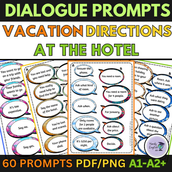 Preview of Vacation At the Hotel Asking for Directions dialogue prompts bundle