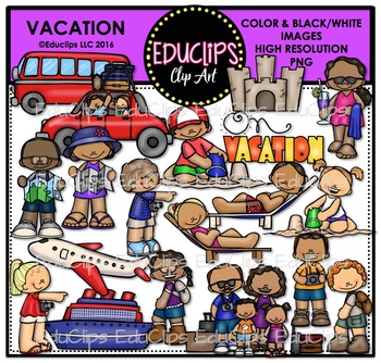 Preview of Vacation Clip Art Bundle {Educlips Clipart}