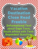 Vacation Destination Close Read Freebie:  Cape Town, South Africa