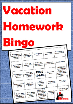 Preview of Vacation Homework Bingo