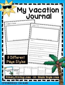 Preview of Vacation Journal - Homework Journal - Summer Vacation Homework - Covers & Pages