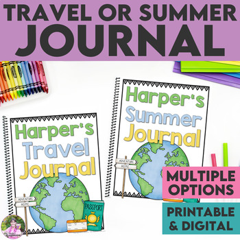 Preview of Vacation Journal - Travel Journal Paper for Road Trip - Summer Writing Journal