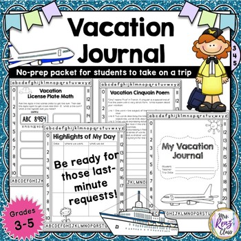 Preview of Vacation Journal for Your Absent Student - A Ready to Use Vacation Work Packet!