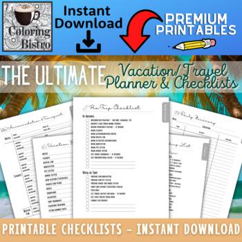 Preview of Vacation Packing Checklist, Ultimate Vacation Planner, Tropical Vacation Packing