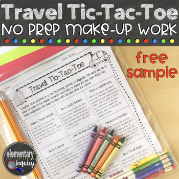 Preview of Travel Tic-Tac-Toe Free Sample: Cross-Curricular Absent Work