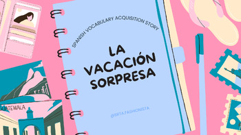 Preview of Vacation/Weather/Clothing Vocab Acquisition Story, Vacación Sorpresa, Spanish CI