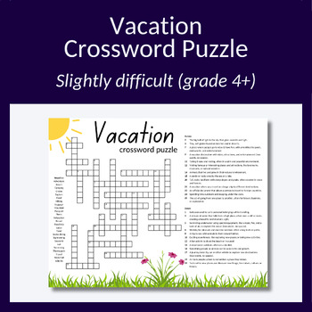 Preview of Vacation crossword puzzle. Great vocabulary activity or just for fun! Grade 4+