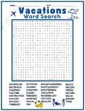 Vacations Word Search Puzzle Worksheet - No Prep