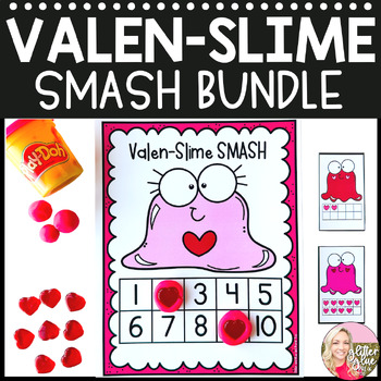 Preview of Valentine' s Day Math & Literacy - Valen-Slime Smash - Pre-K, Kindergarten