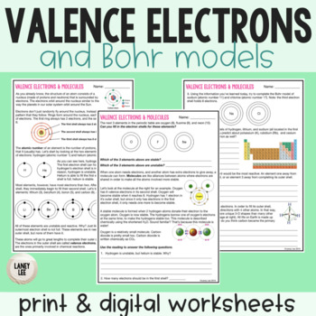 Preview of Valence Electrons and Molecules - Reading Comprehension Worksheets
