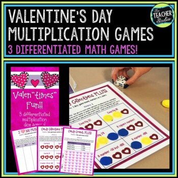 Preview of Valentine Multiplication Games - 3 Differentiated Valentine's Day Math Games