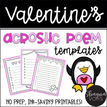 Preview of Valentine Acrostic Poem Templates