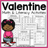 Valentine Activities Bundle - Math and Literacy - No Prep 