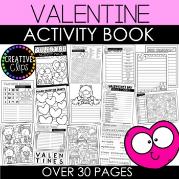 Preview of Valentine Activity Book and Coloring Pages {Made by Creative Clips Clipart}