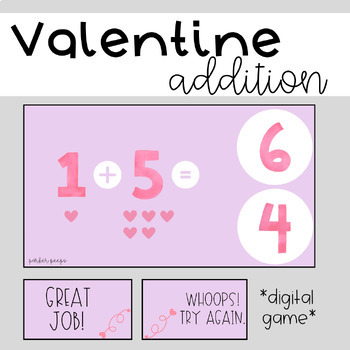 Preview of Valentine Addition 1-10 Digital Game