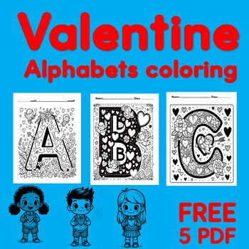 Preview of Valentine Alphabet |Valentine Alphabets coloring |Valentine Alphabets A B C D