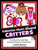 Valentine Animals Shape Art with Hearts—Four Complete Cut-