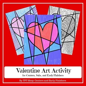 Preview of Valentine Art Activity for Centers, Subs, and Early Finishers