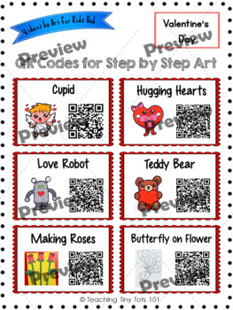 Preview of Valentine and February Art Projects: QR Codes for How-To Drawing Videos