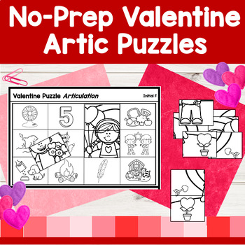 Preview of Valentine Articulation - No Prep Puzzle Worksheets