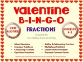 Valentine BINGO - Review Fractions - Tied to 4th-5th Common Core