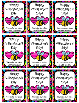 Valentine Bee Tags by Tiny Otter Teaching | TPT