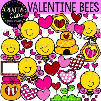 Preview of Valentine Bees: Valentine Clipart {Creative Clips Clipart}