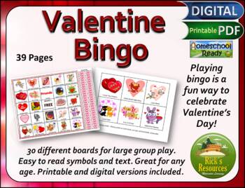 Valentine's Day Bingo - Print and Digital Versions by Rick's Resources