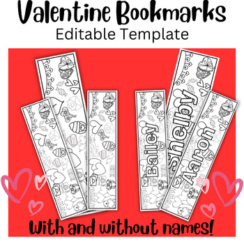 Editable valentines bookmarks