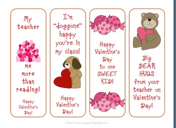 Valentine From Your Teacher Bookmarks