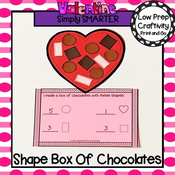 Preview of Valentine Box Of Chocolates Themed Cut and Paste Shape Math Craftivity