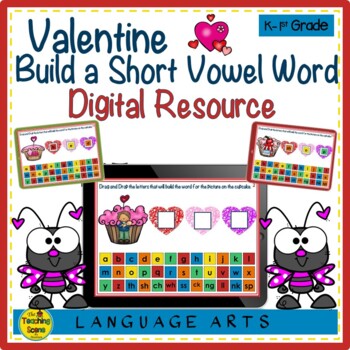 Preview of Valentine Build A Word for Google Slides Digital: Short Vowels & Digraphs