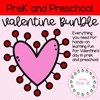 Preview of Valentine Bundle Math and Literacy Activities For PreK and Preschool