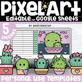 Valentine Cactus Pixel Art Template DIY Digital Resource o