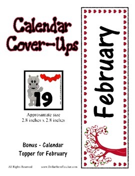 Preview of Valentine Calendar Covers featuring Hollis Hippo - 3 designs Lotto Pieces